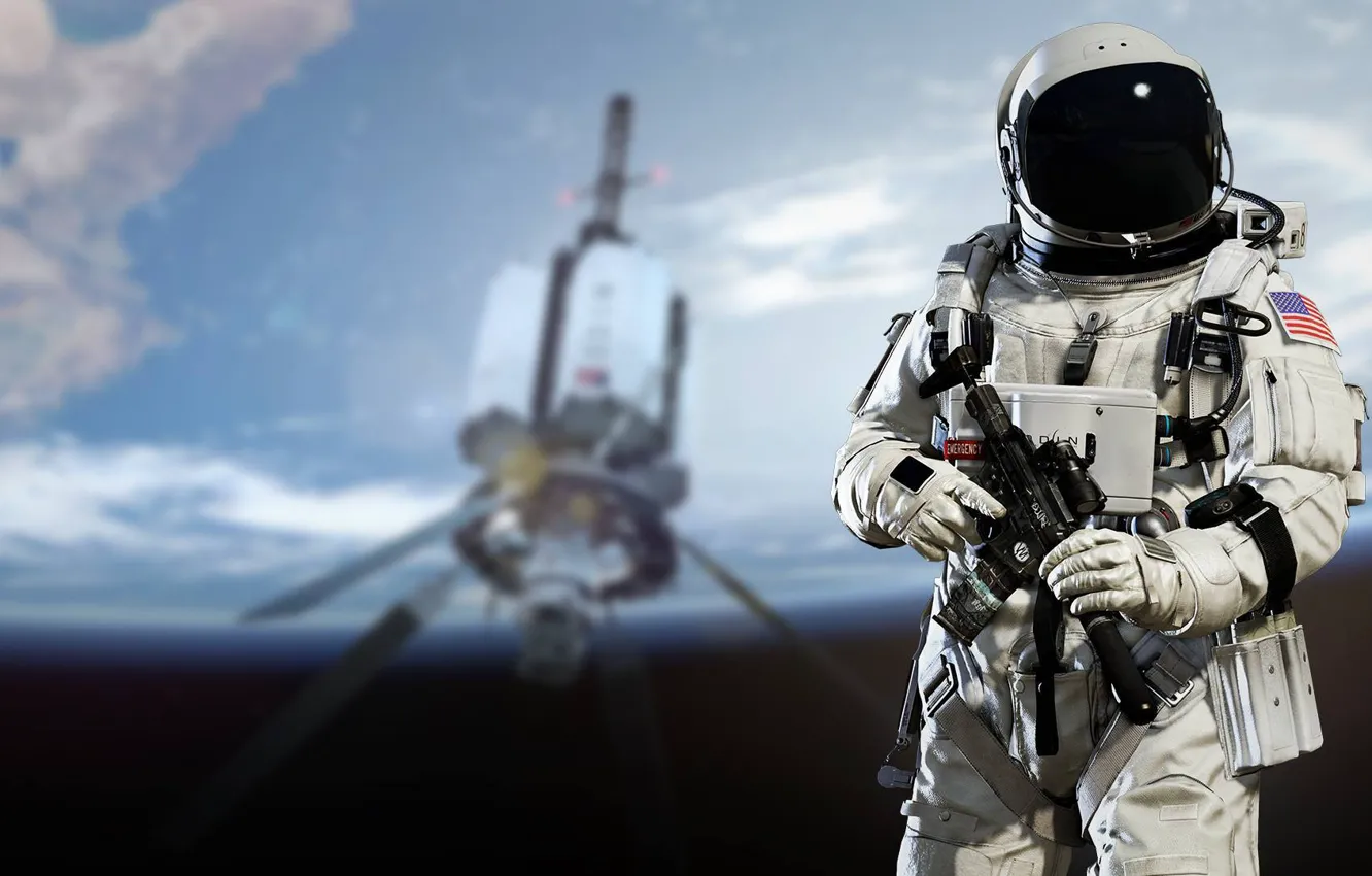 Photo wallpaper weapons, background, the suit, costume, astronaut