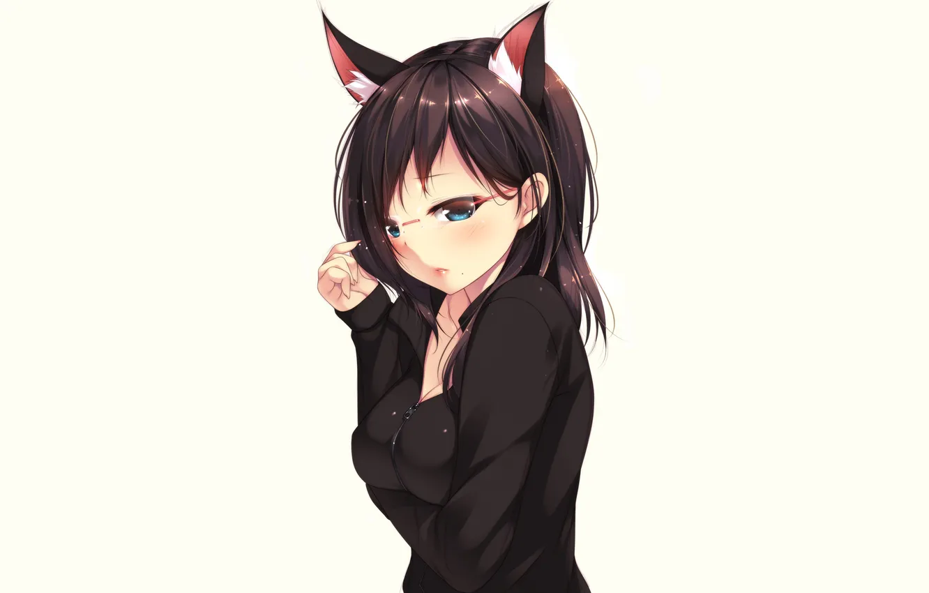 Photo wallpaper look, girl, glasses, neko, gesture, ears, art, kiyoko pants