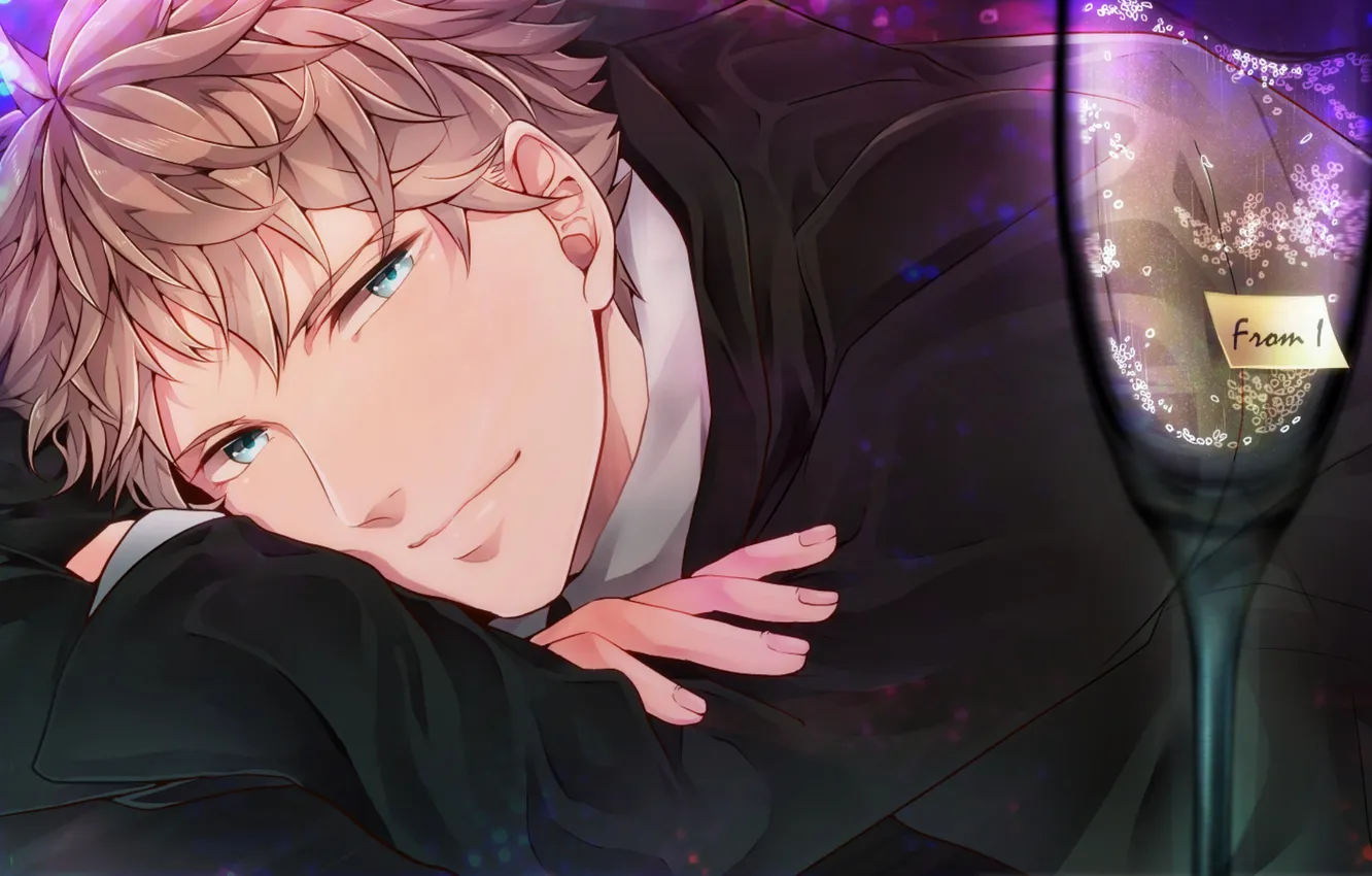 Photo wallpaper smile, glass, note, guy