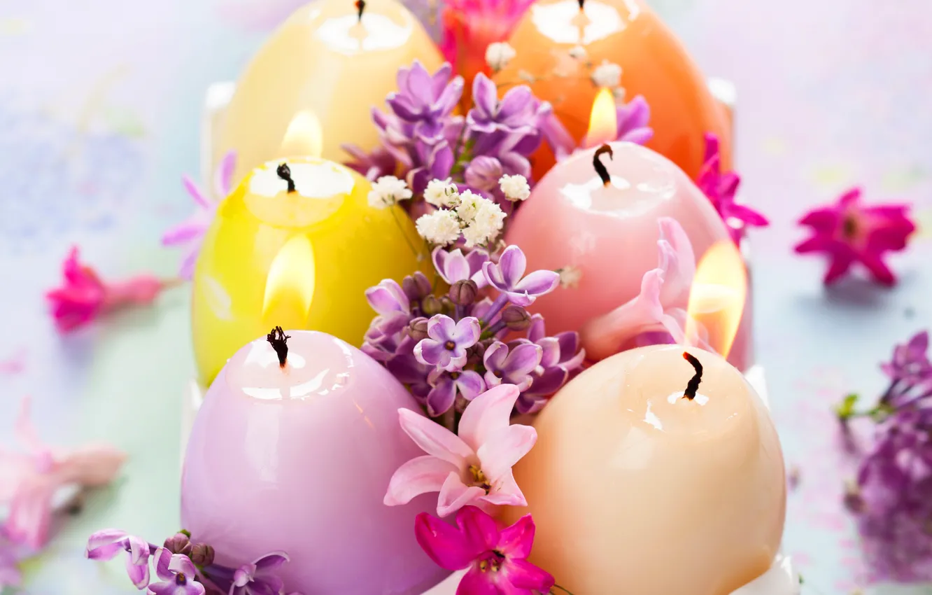 Photo wallpaper candles, lilac, candles, lilac