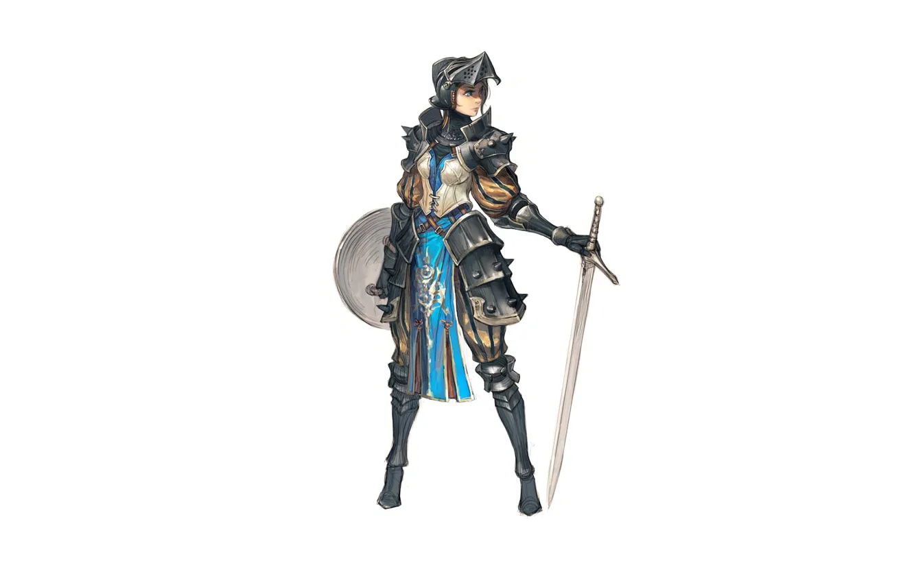 Photo wallpaper girl, sword, armor, knight
