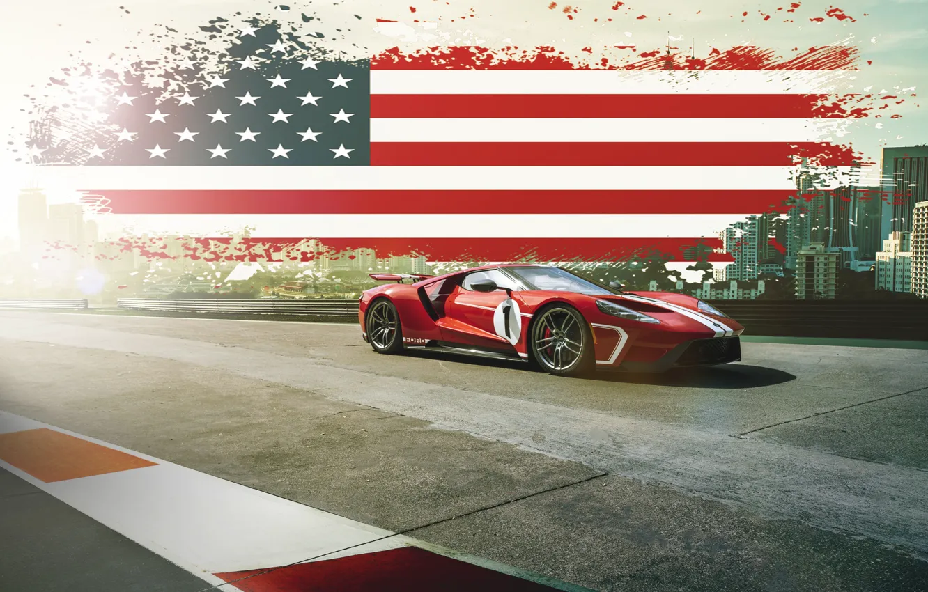 Photo wallpaper Ford, Muscle, USA, RED, America, SuperCar