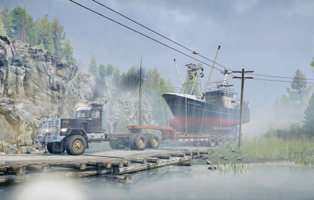 Photo wallpaper HDR, Canada, Water, Rain, Smoke, Game, Trailer, Trees