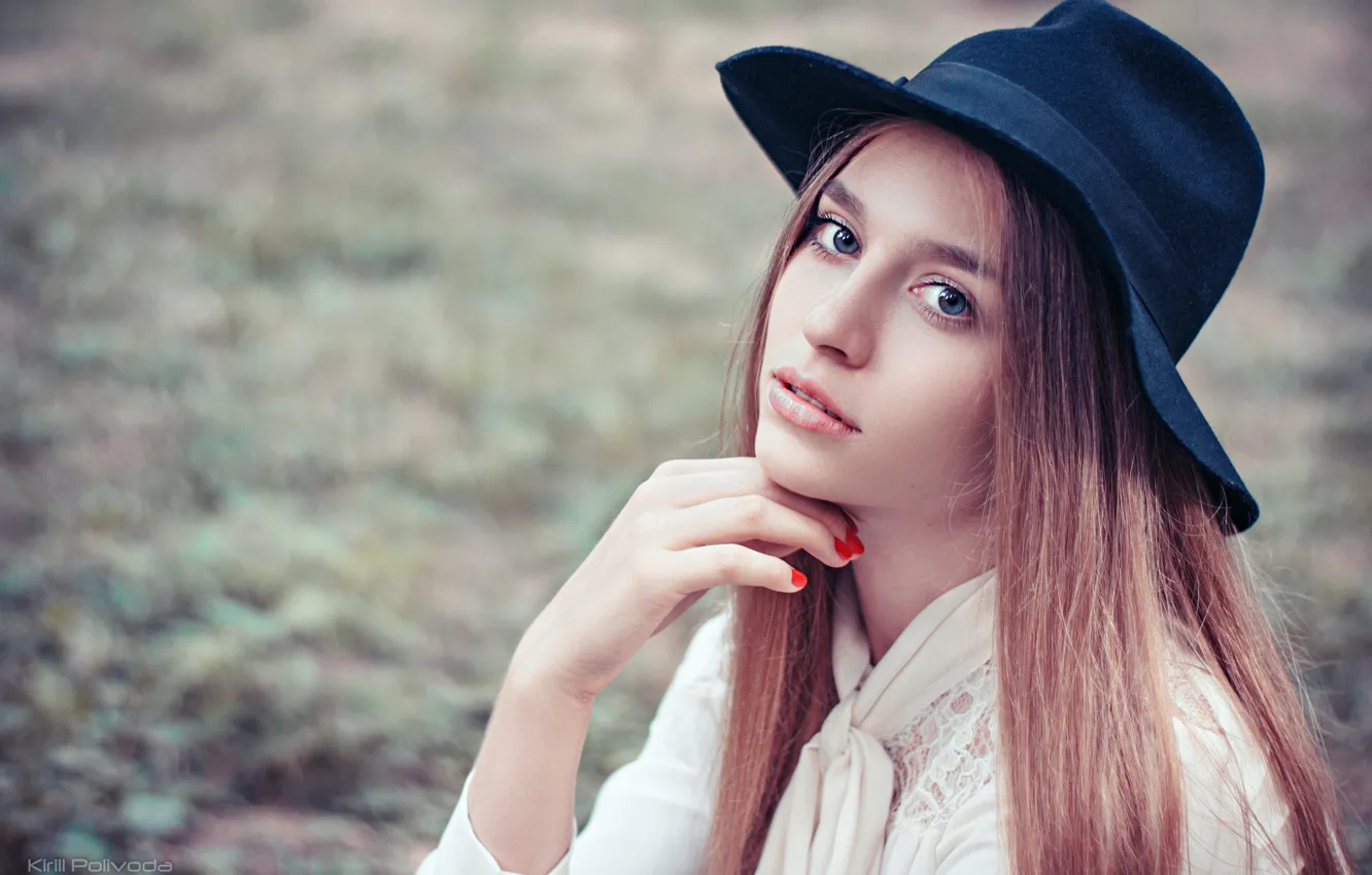 Photo wallpaper girl, summer, hat, nature, Dasha, eyes, beautiful, model