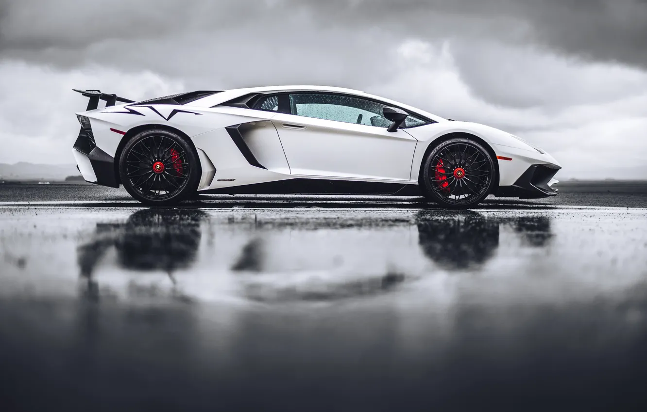 Photo wallpaper white, lamborghini, lp700-4, aventador sv