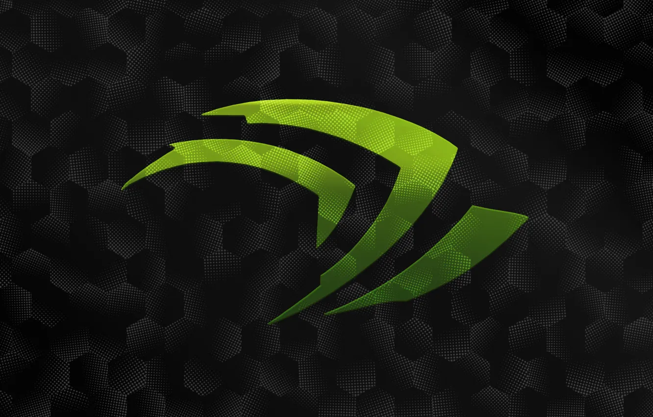 Photo wallpaper green, black, logo, Nvidia