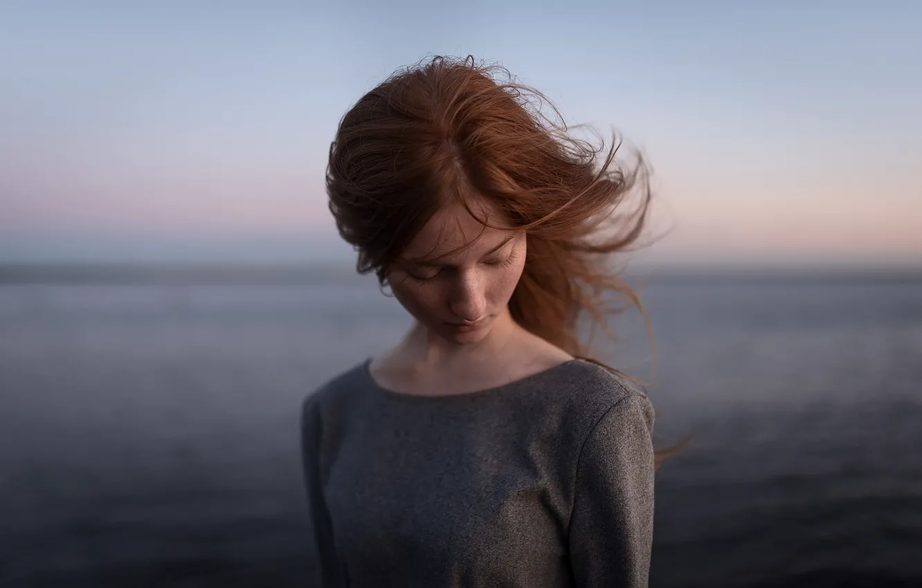 Wallpaper The Wind Hair Redhead Pauline Aleks Five For Mobile And