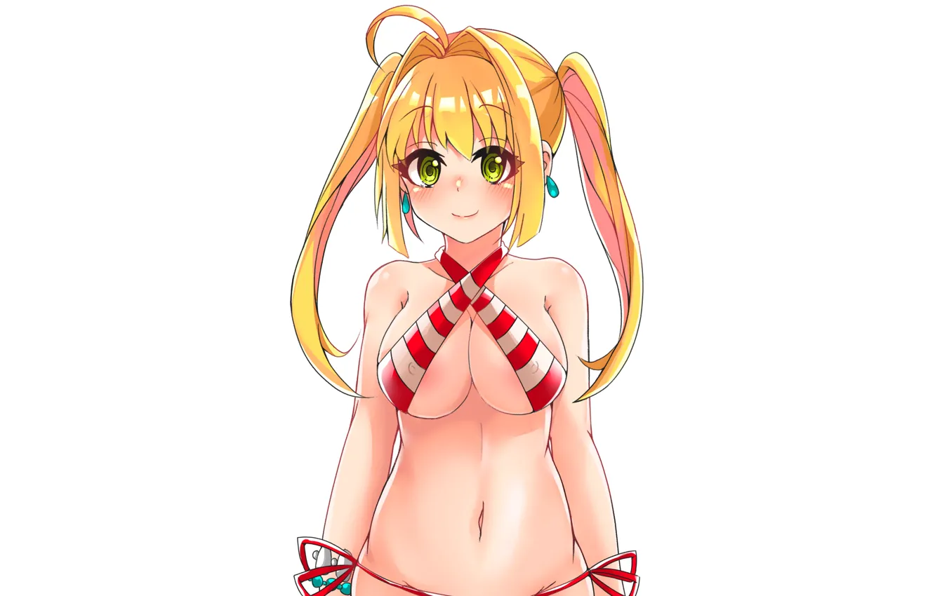 Photo wallpaper girl, sexy, cleavage, long hair, boobs, saber, anime, beautiful