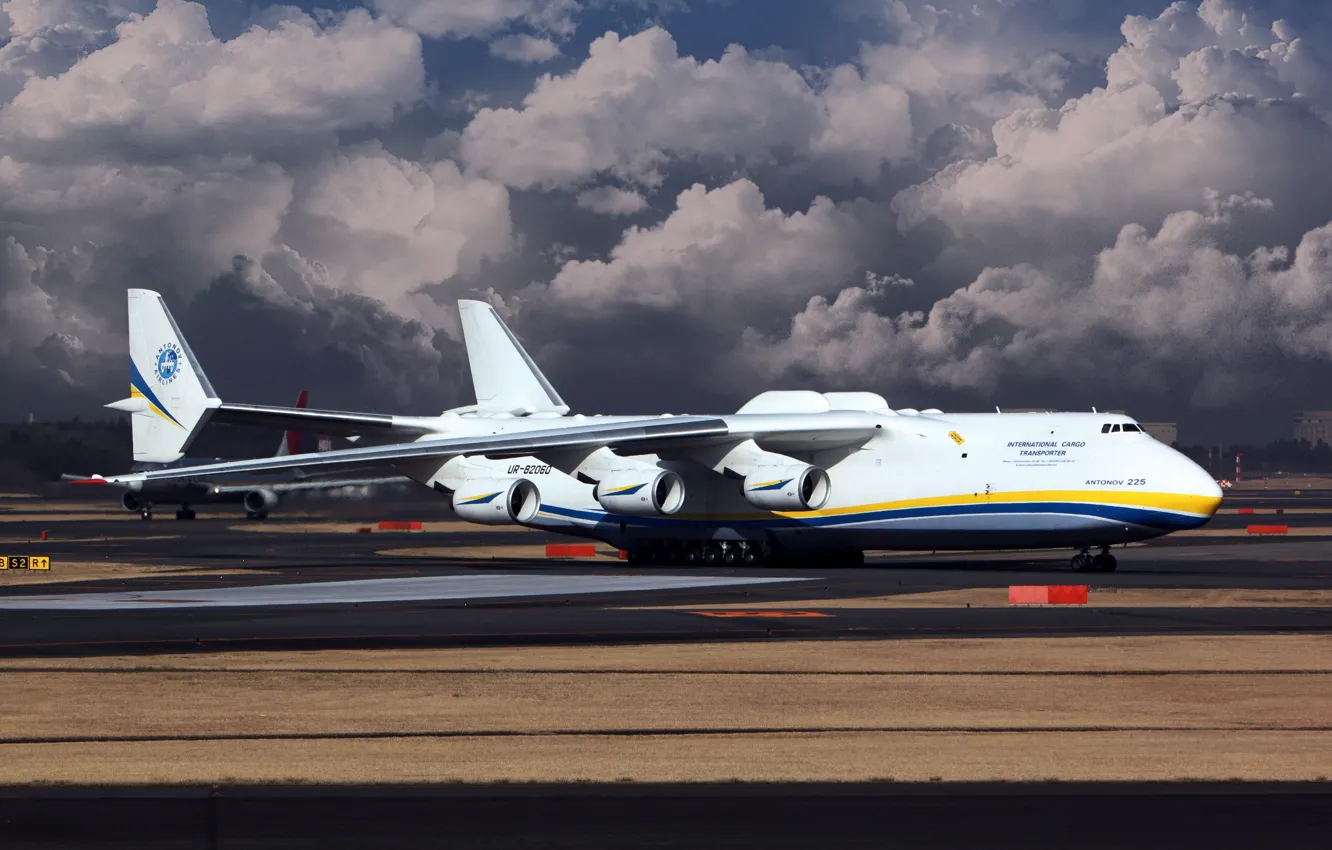 Photo wallpaper The sky, Clouds, The plane, Wings, Ukraine, Mriya, The an-225, Cargo