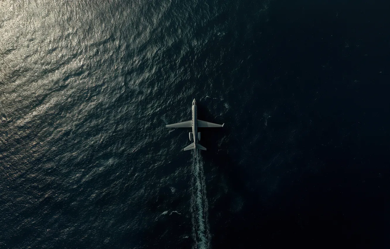 Photo wallpaper sea, airplane, aviation