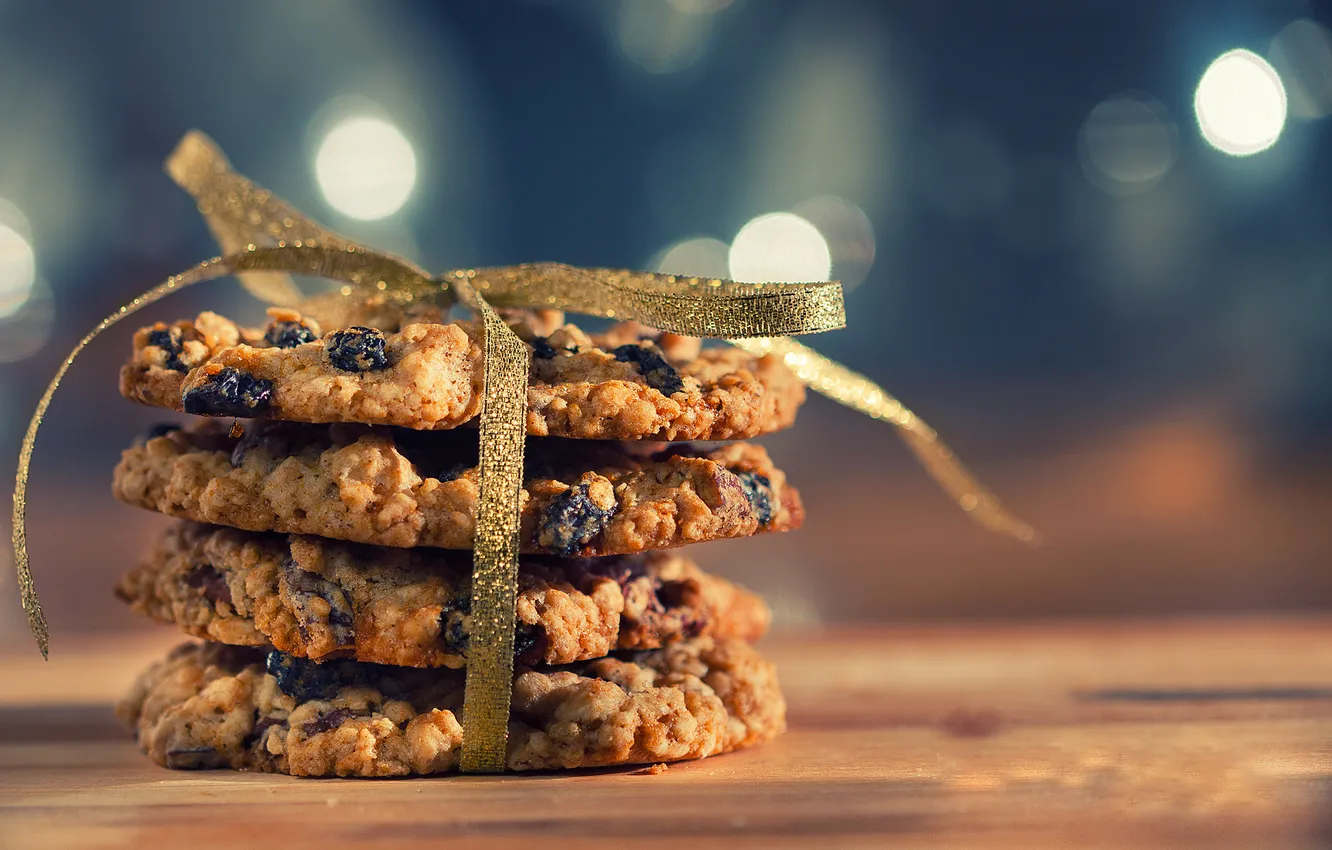 Photo wallpaper cookies, tape, bow