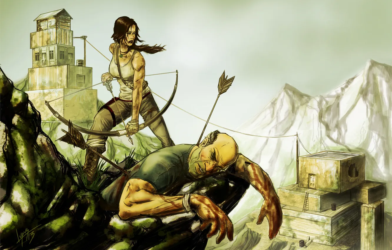 Photo wallpaper girl, man, art, Lara, Tomb Raider Reborn Contest