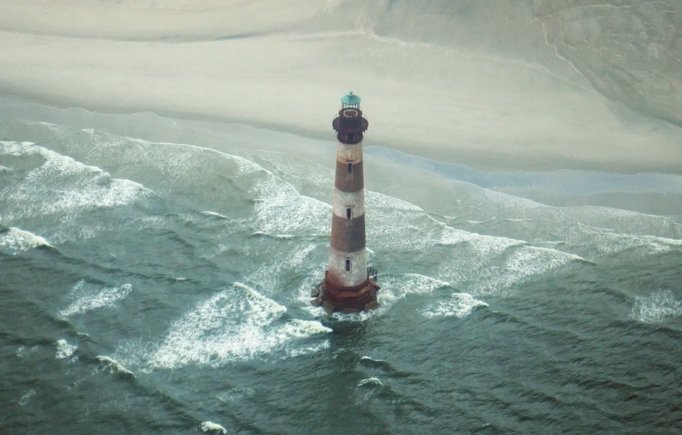 Photo wallpaper sea, wave, Lighthouse
