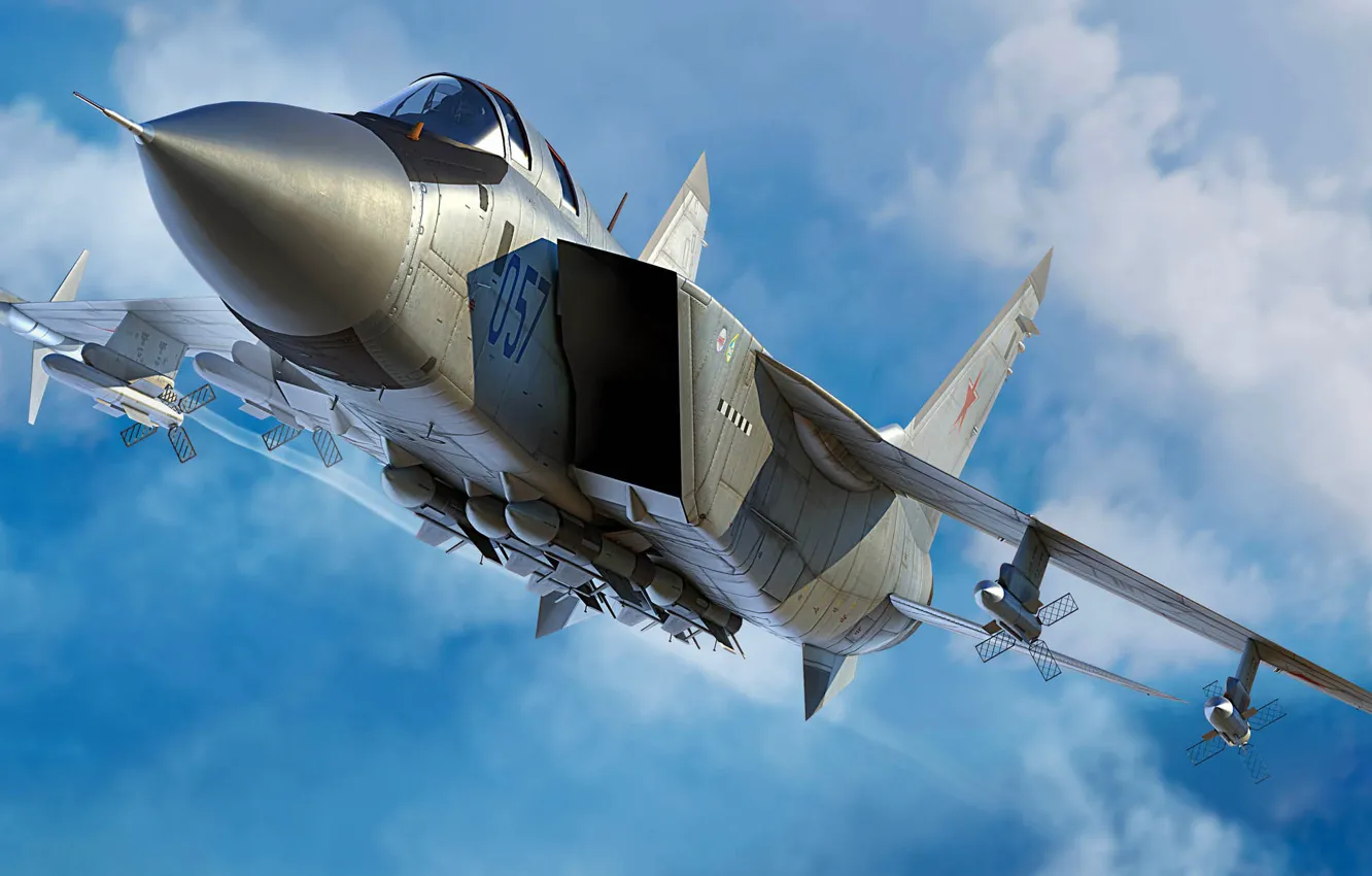 Photo wallpaper fighter-interceptor, The MiG-31, Double, SOVIET AIR FORCE/VIDEOCONFERENCING, Combat aircraft, The MiG-31M
