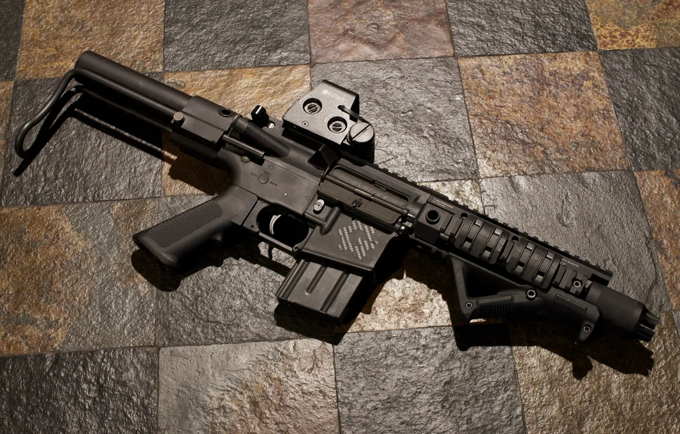 Photo wallpaper background, rifle, carabiner, assault, semi-automatic, Mini M4