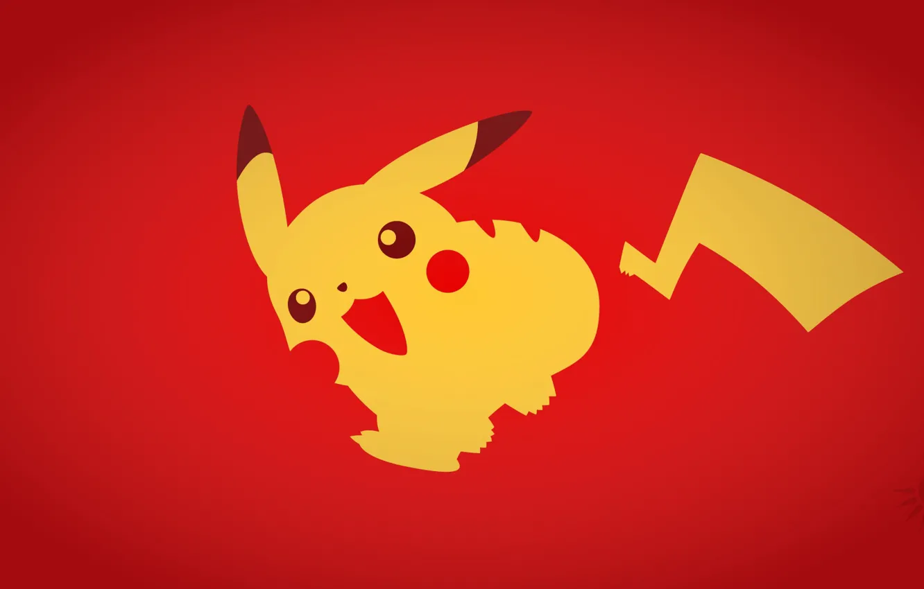 Photo wallpaper yellow, red, minimalism, anime, Pikachu, pokemon