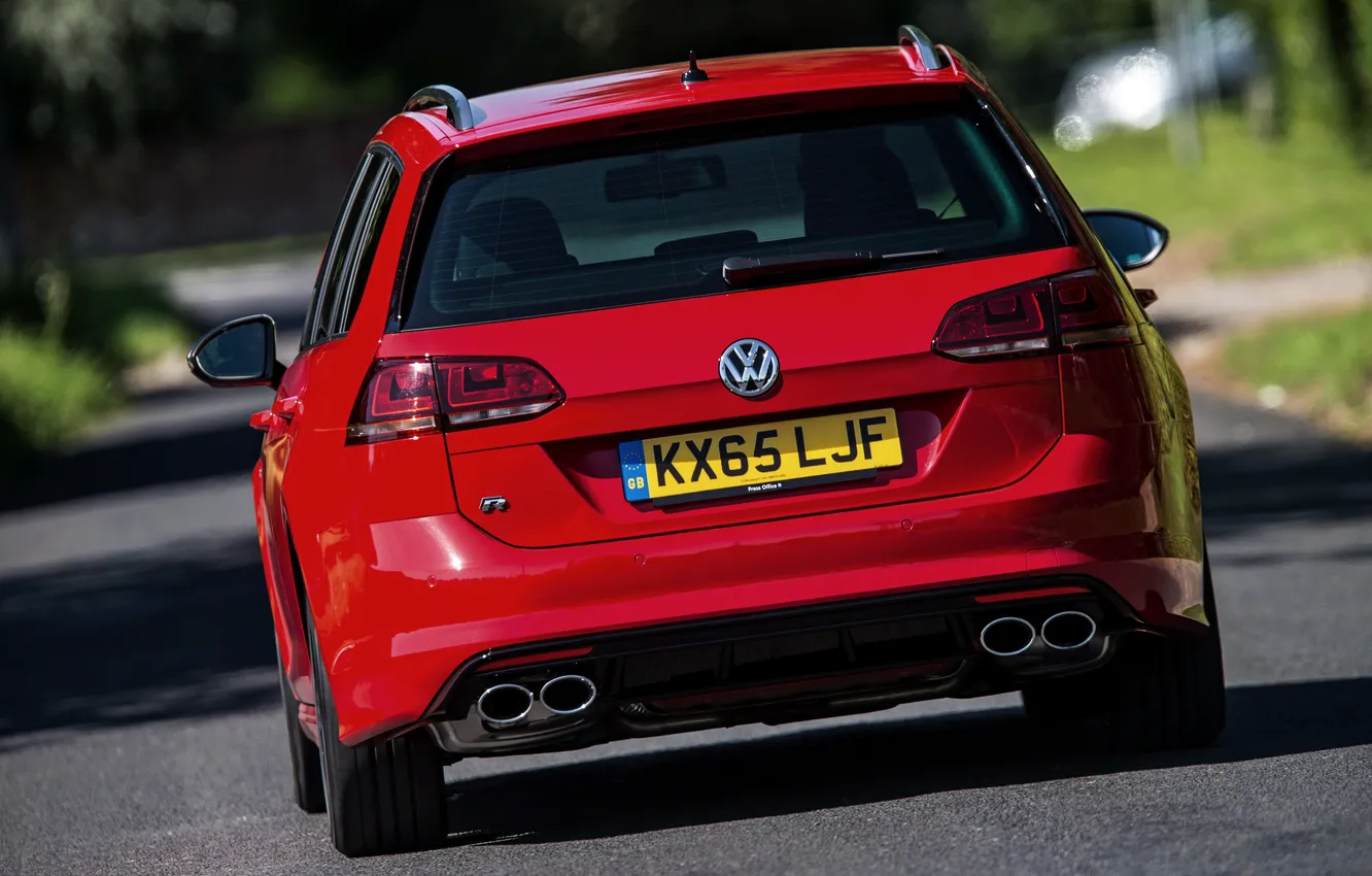 Photo wallpaper red, Volkswagen, universal, feed, 2015, Golf R Estate