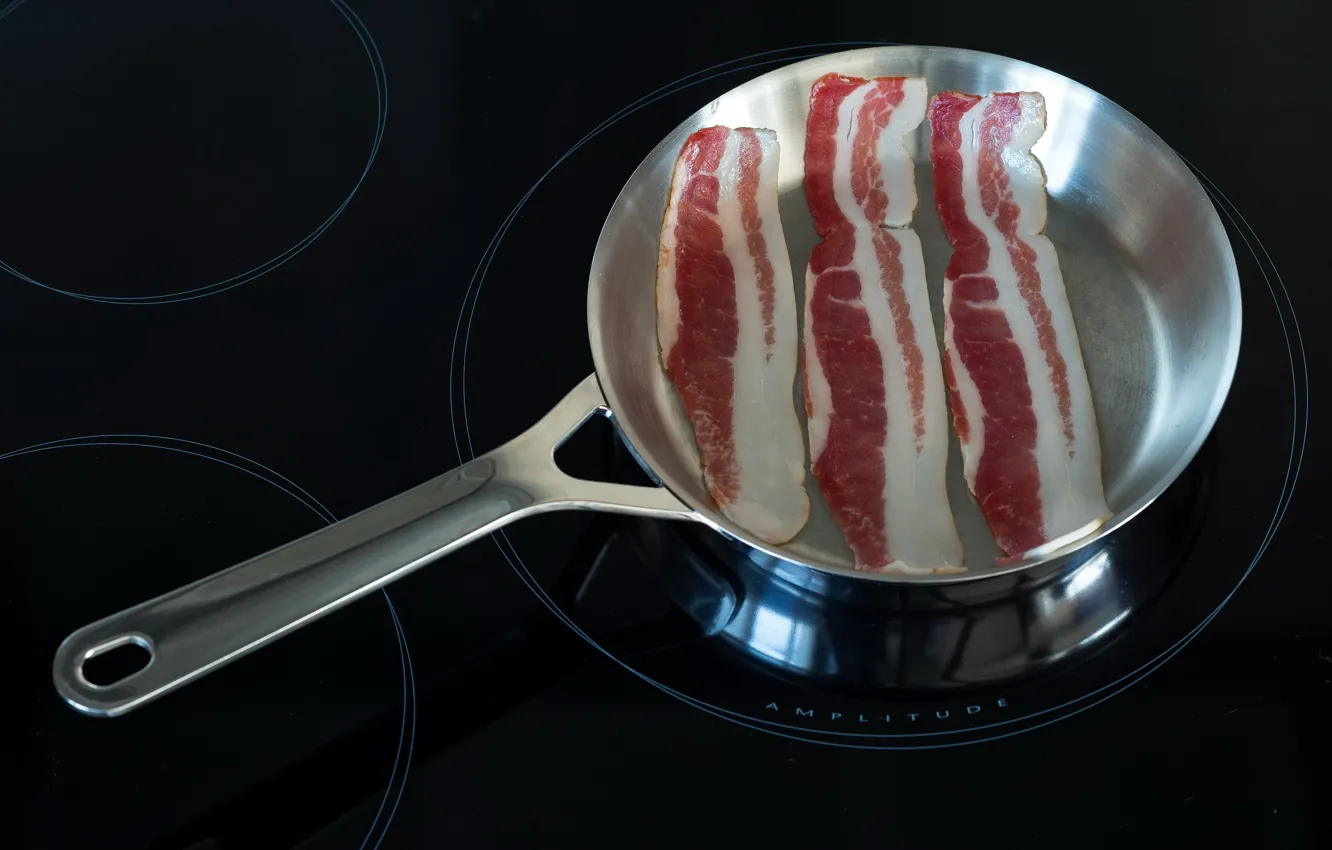 Photo wallpaper food, plate, meat, pan, bacon