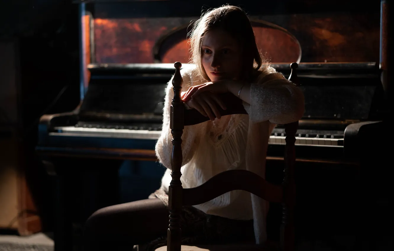 Photo wallpaper girl, mood, piano