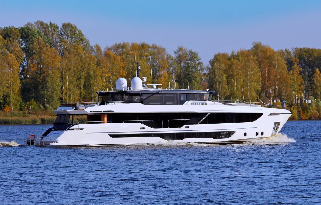 Photo wallpaper river, stay, yacht