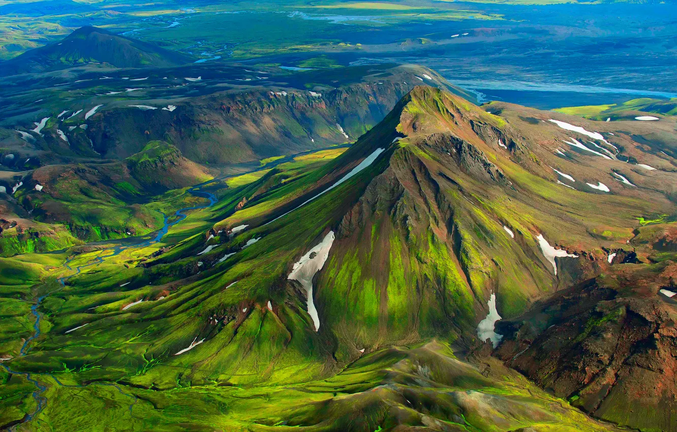 Photo wallpaper mountains, hills, valley, Iceland
