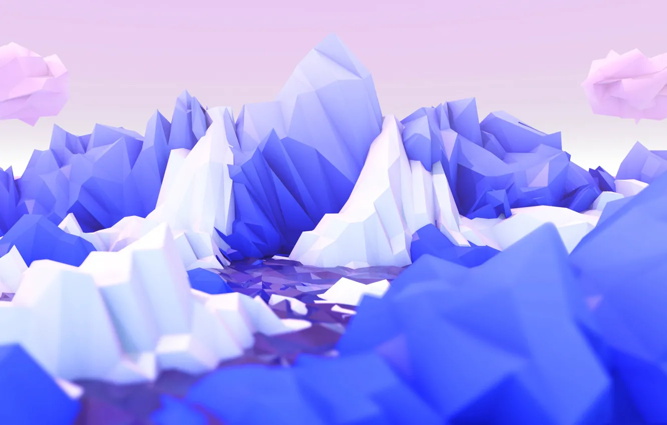 Photo wallpaper ice, rocks, low poly