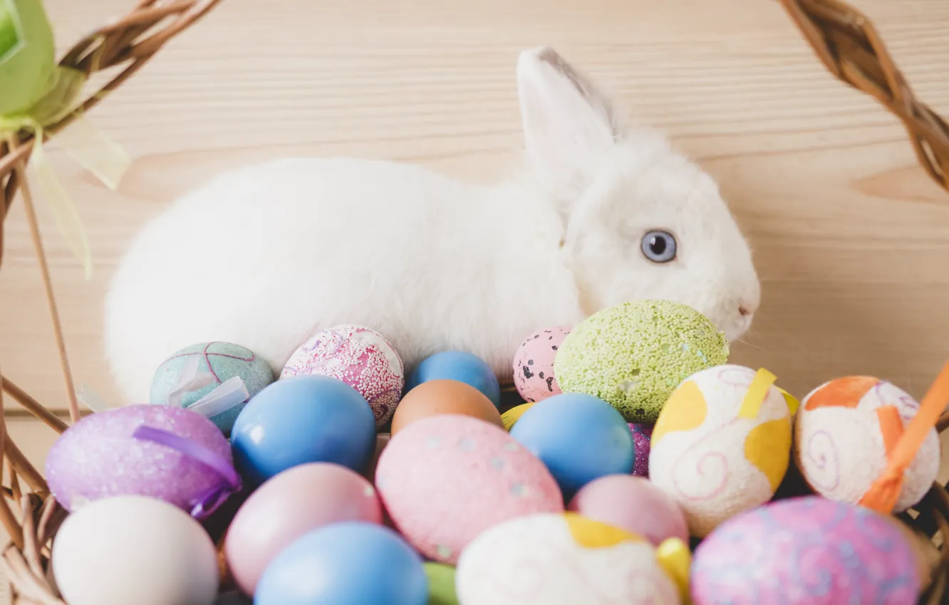 Photo wallpaper Rabbit, Easter, Eggs, Holiday