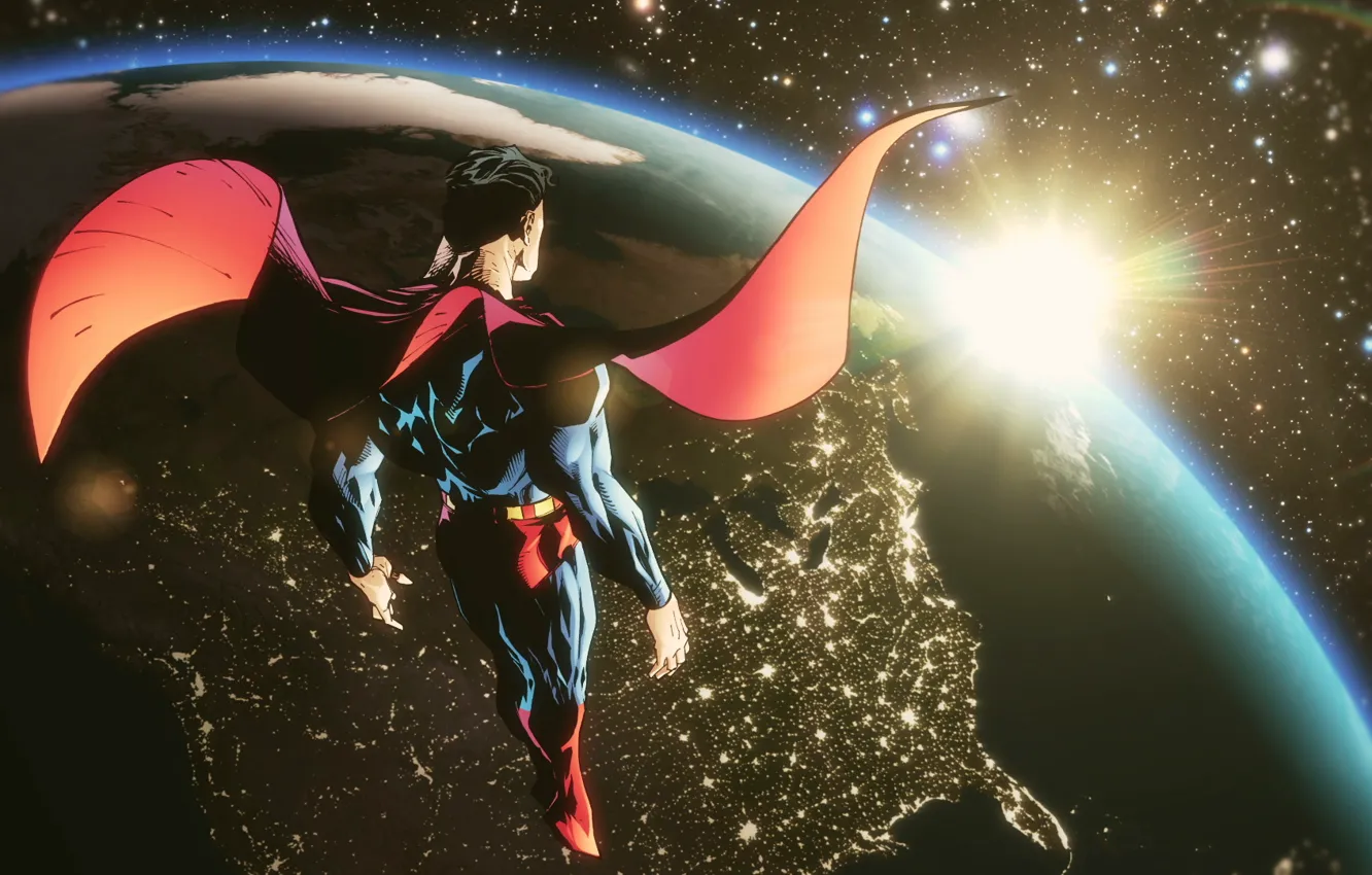 Photo wallpaper space, superman, cloak