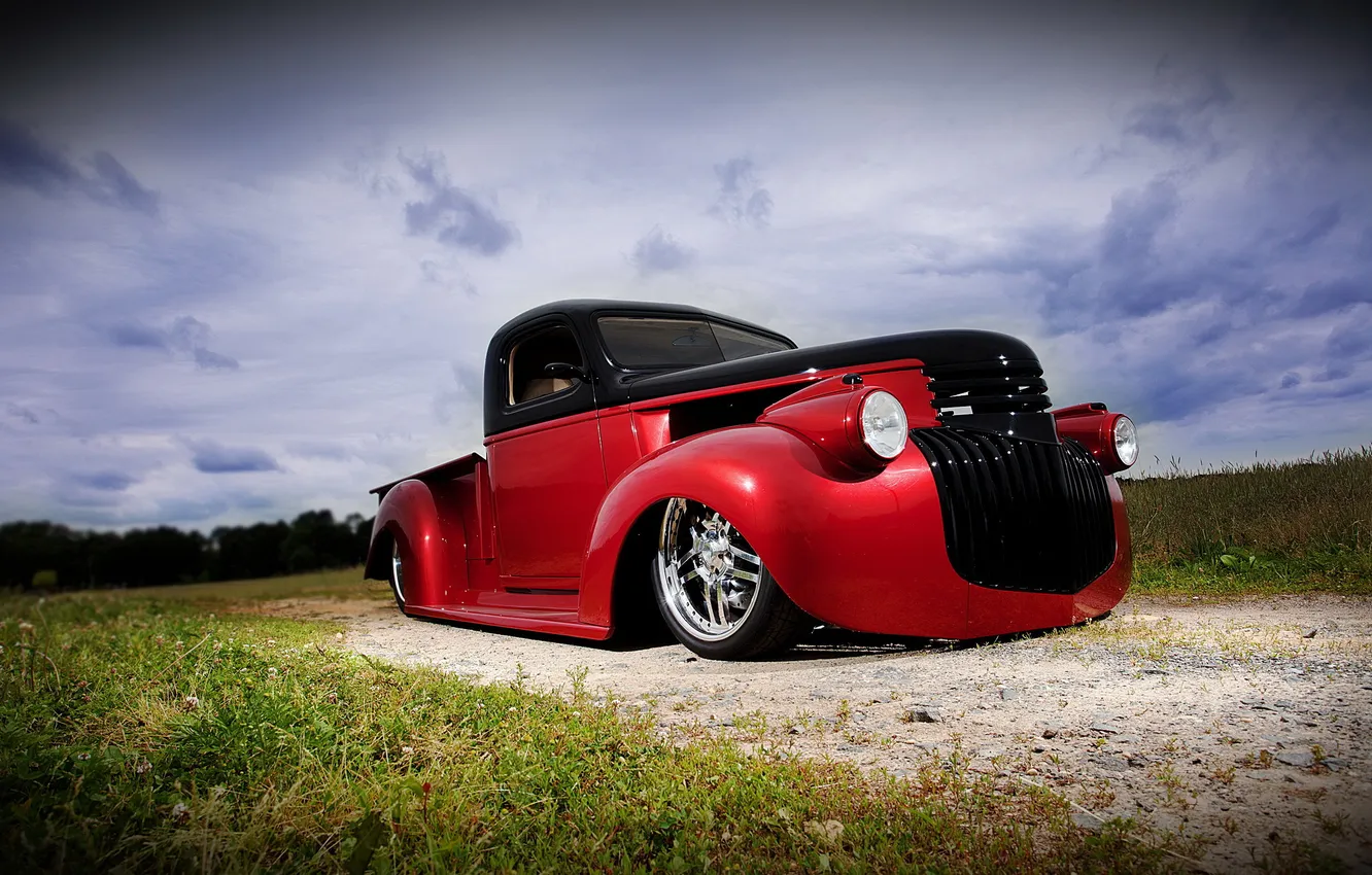Photo wallpaper retro, Hot Rod, Chevy, pick-up, Chevrolet, 1946