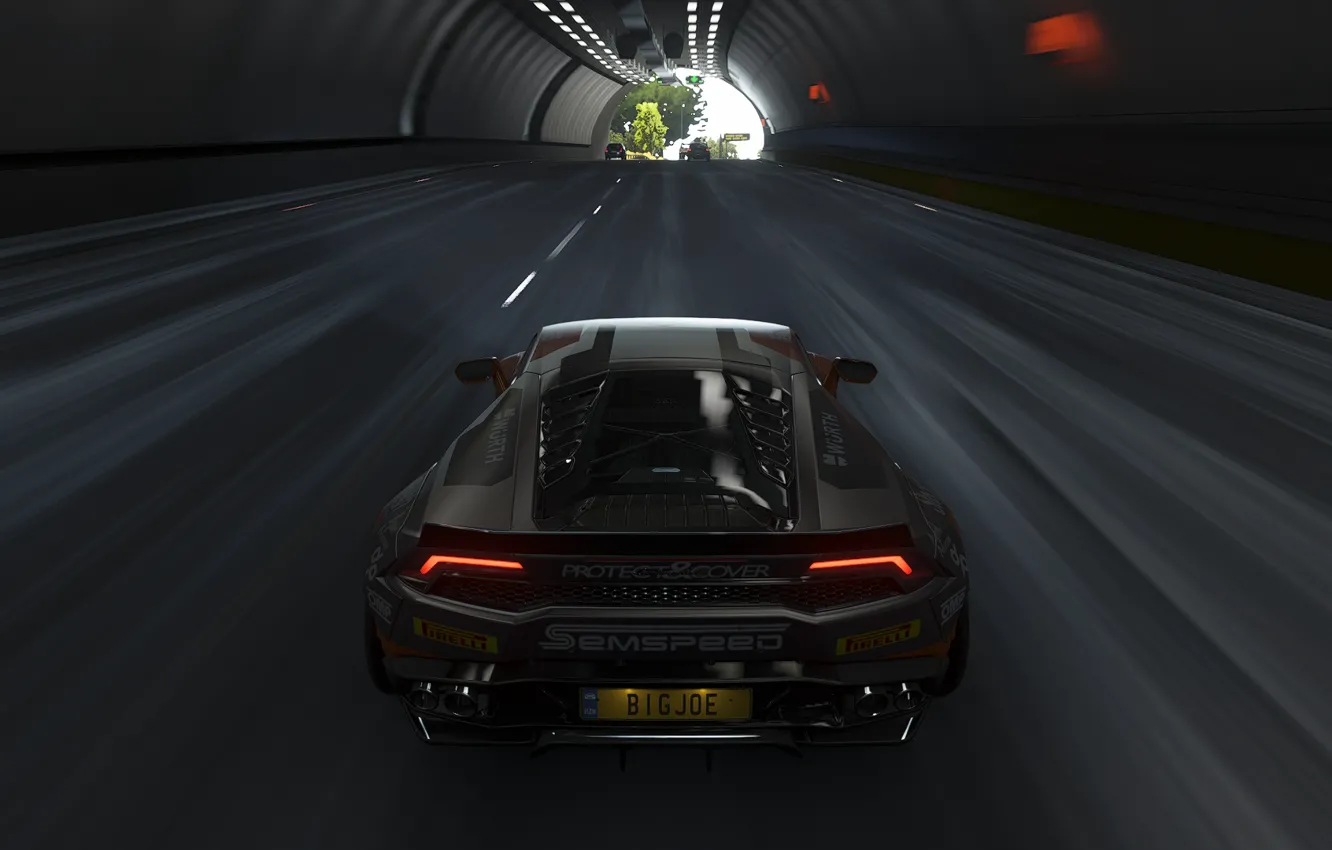Photo wallpaper car, road, Racing, tunnel, Forza Horizon, forza, CGI, video games