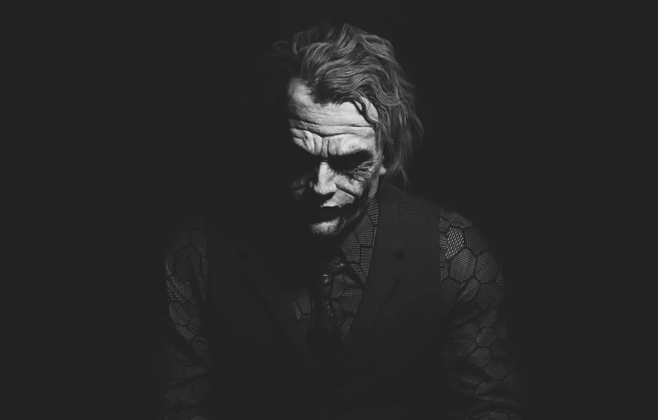 Photo wallpaper Joker, Hero, The dark knight, Heath Ledger, Grey background