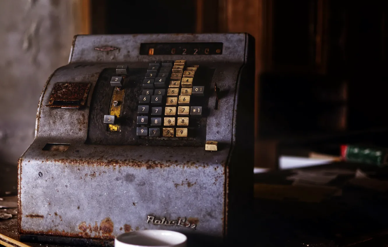 Photo wallpaper background, cash register, naturalism