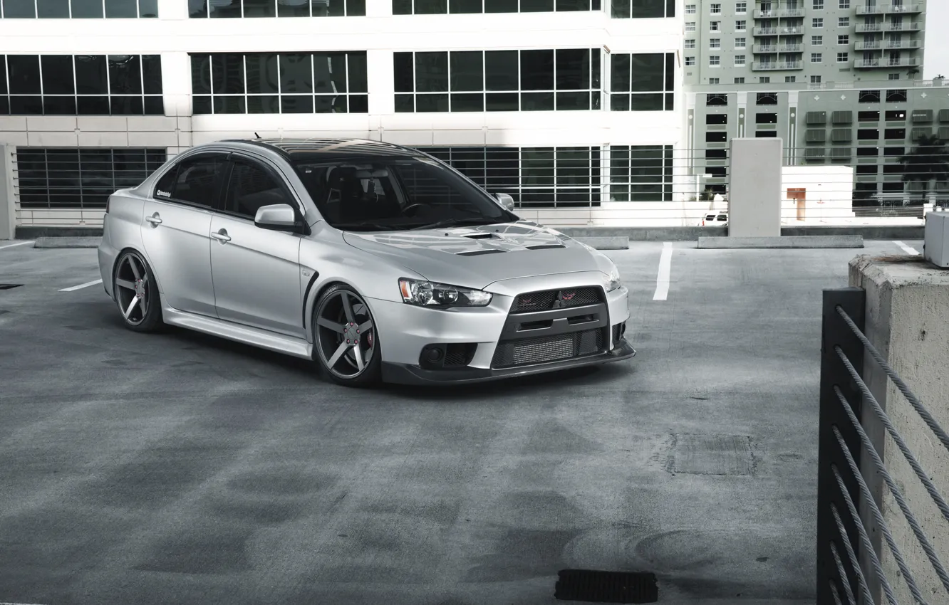 Photo wallpaper car, tuning, mitsubishi, tuning, lancer, vossen, EVO X