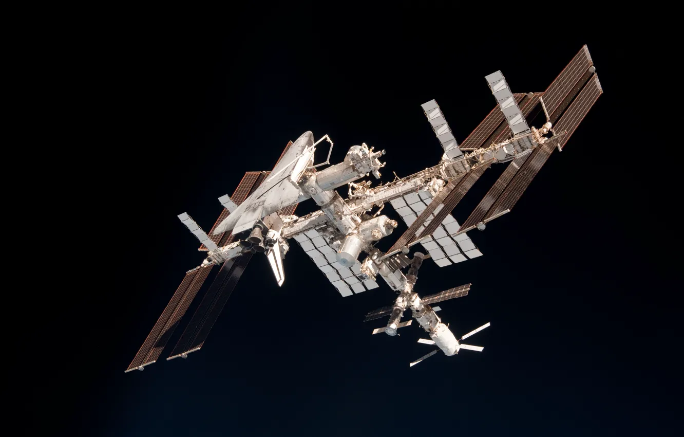 Photo wallpaper space, satellite, ISS, docking, space Shuttle