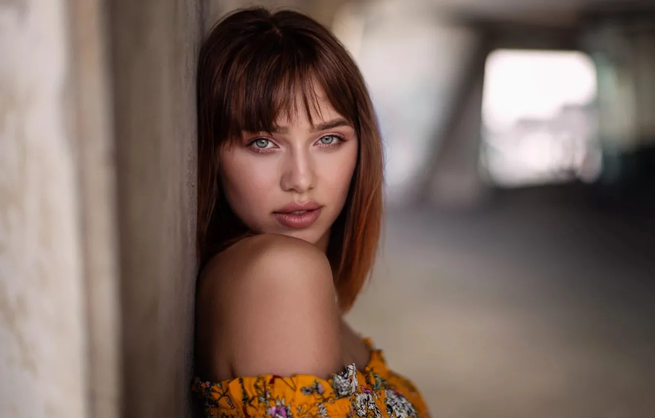 Photo wallpaper look, girl, face, dress, Paul Keur