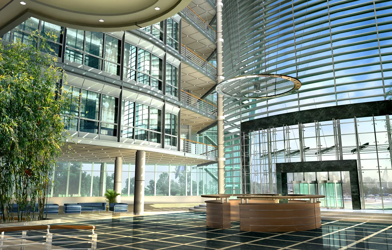 Photo wallpaper glass, building, window, architecture, the project