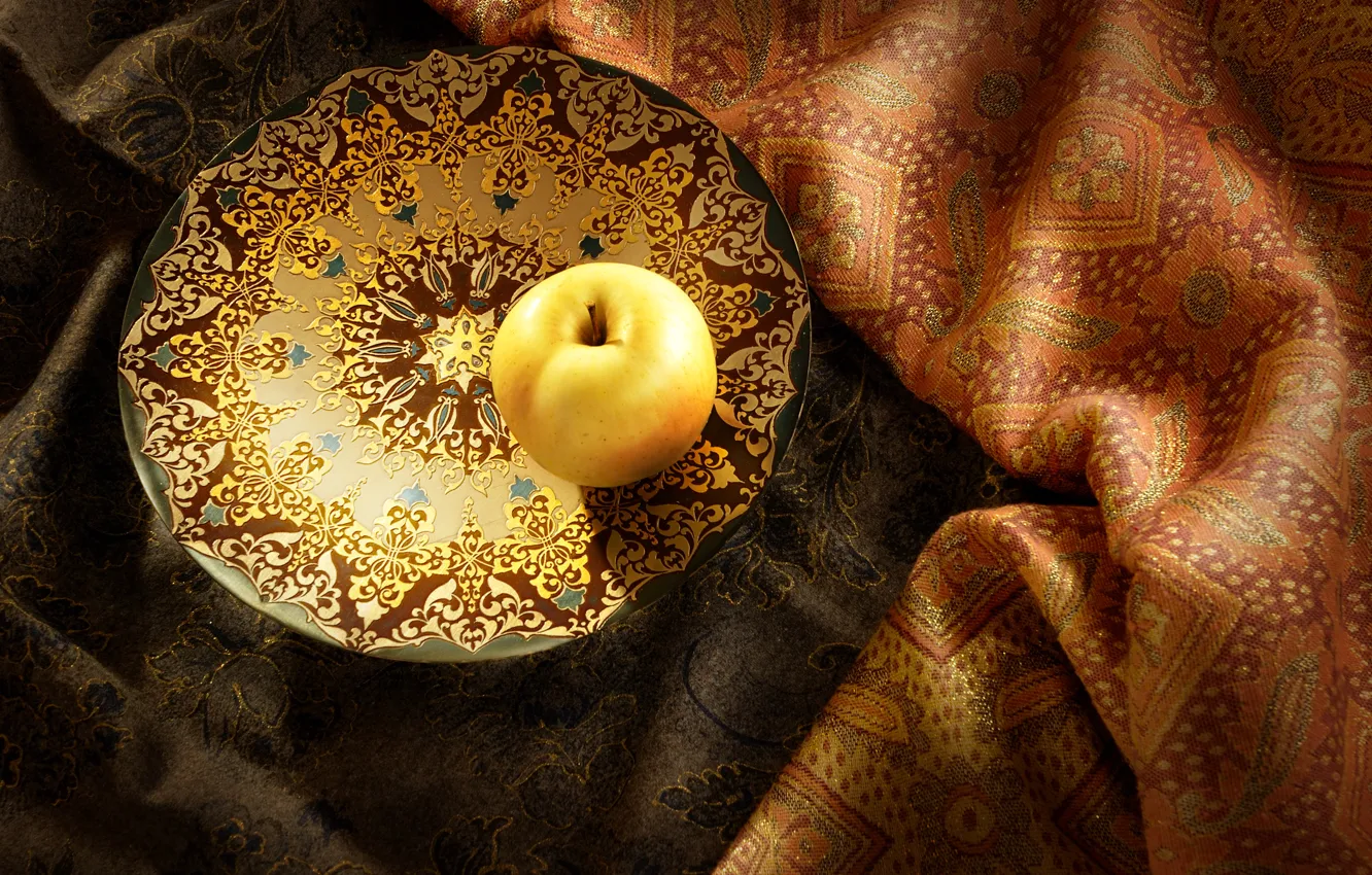 Photo wallpaper bowl, Apple, yellow