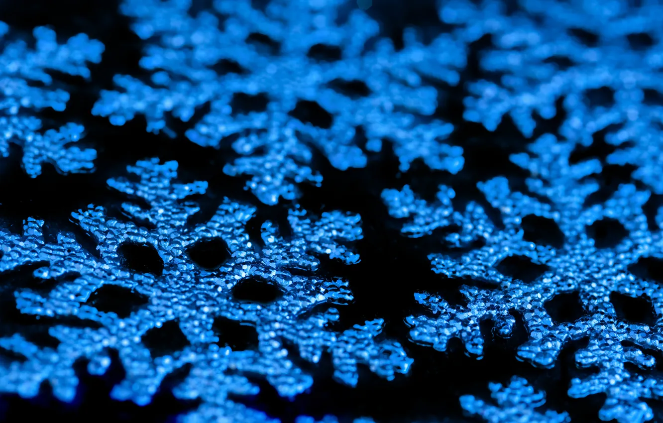 Photo wallpaper macro, snowflakes, the dark background, Shine