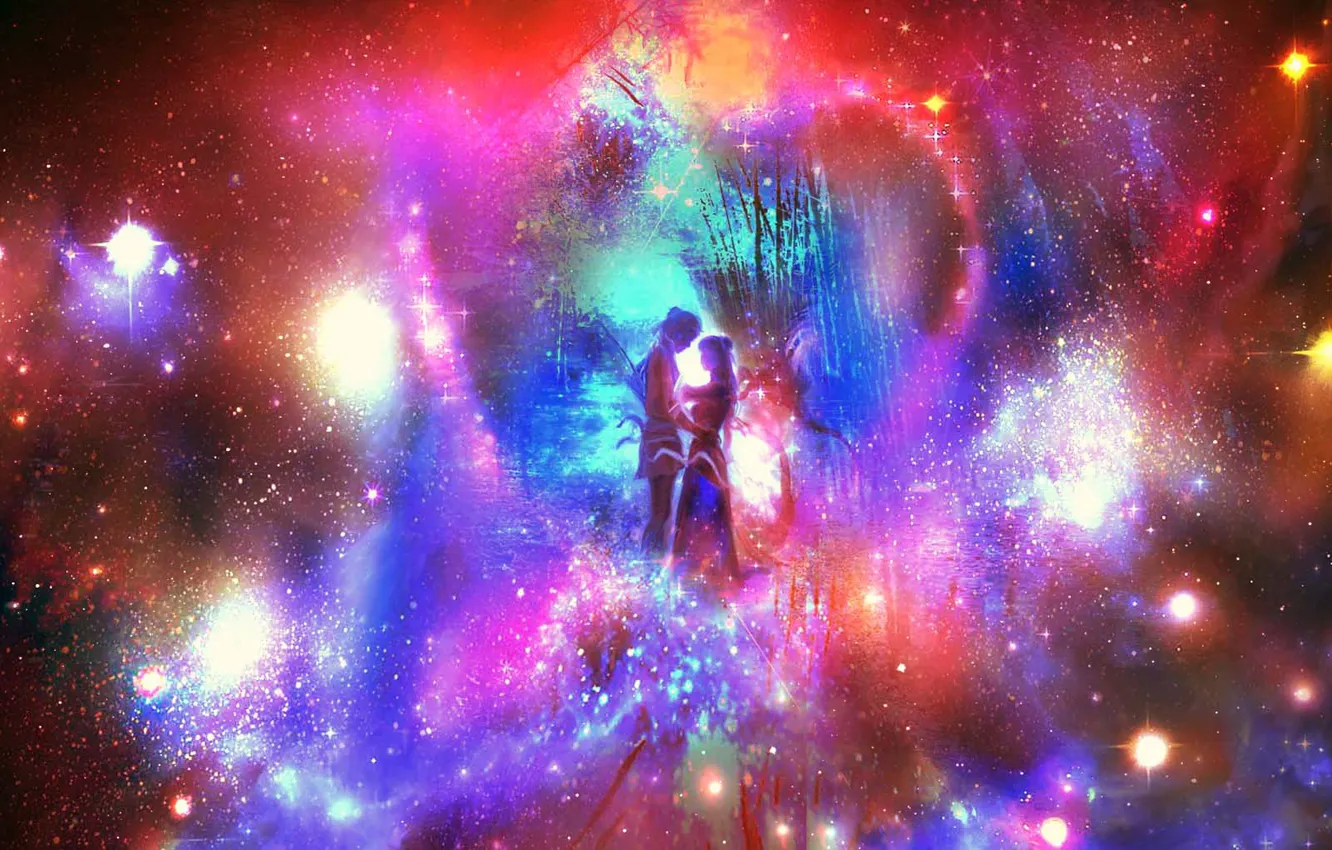 Photo wallpaper forest, night, lovers, by 00