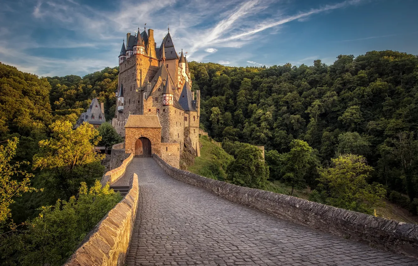 Photo wallpaper forest, castle, Germany, ELTZ, Burg Eltz