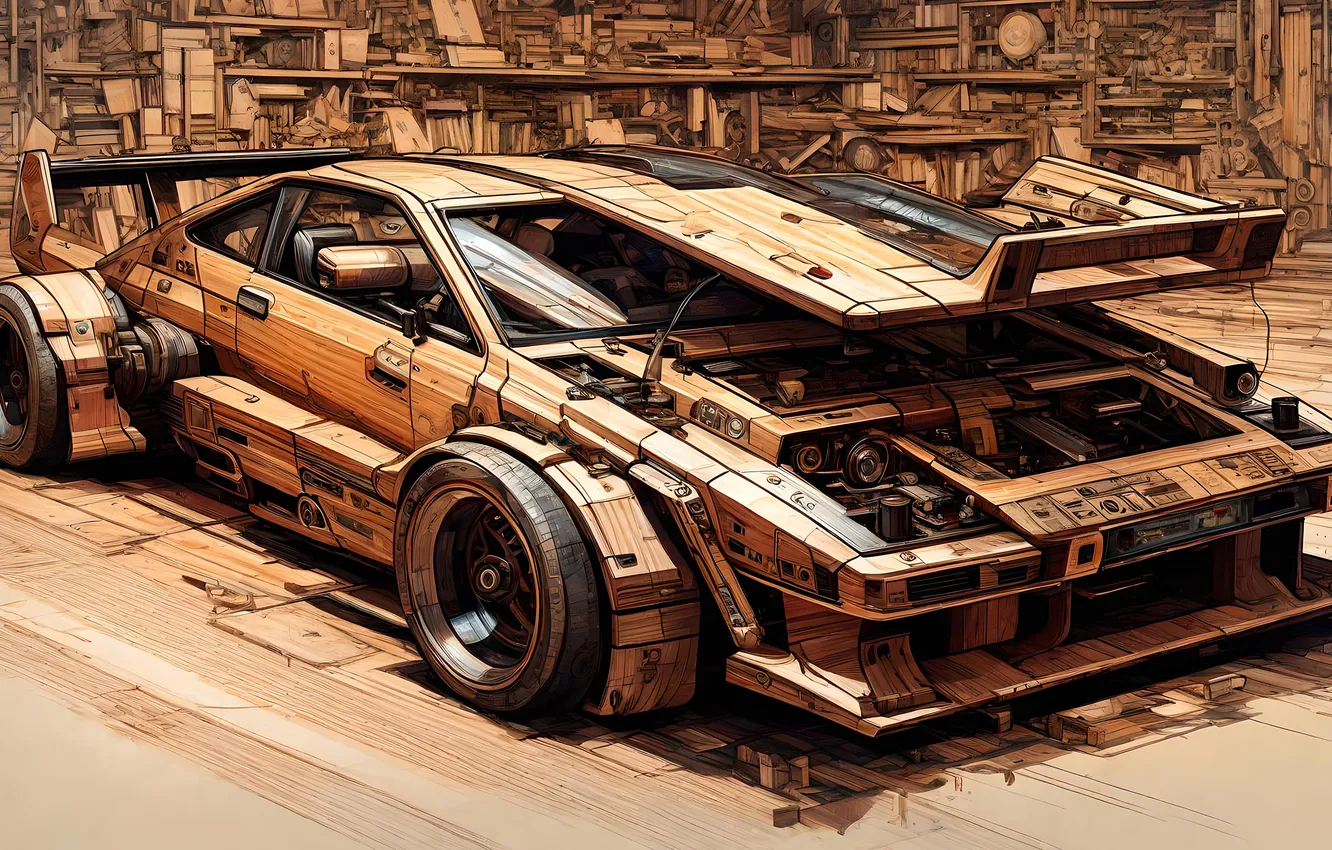 Photo wallpaper machine, workshop, AI ART