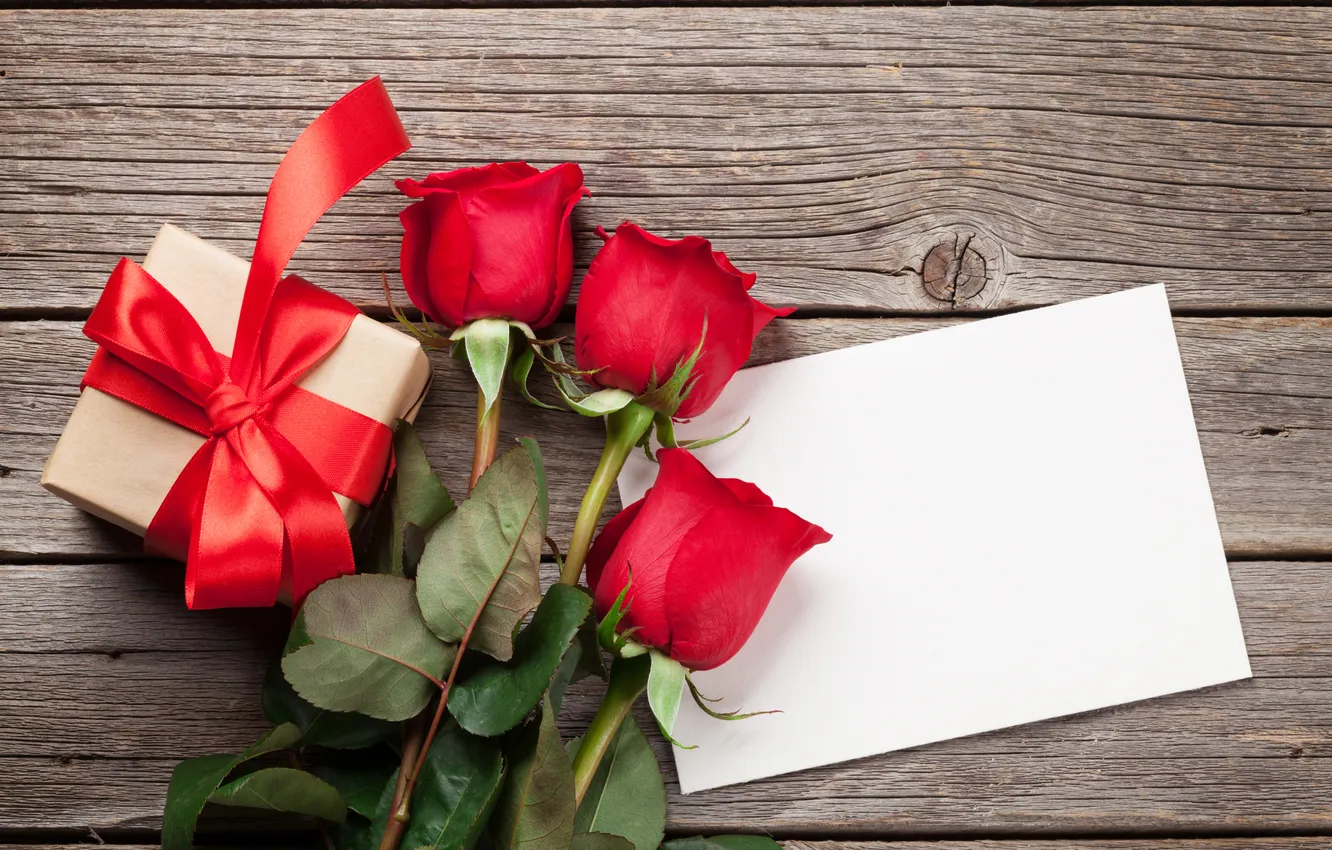 Photo wallpaper love, flowers, gift, romance, roses, love, Valentine's day, wood