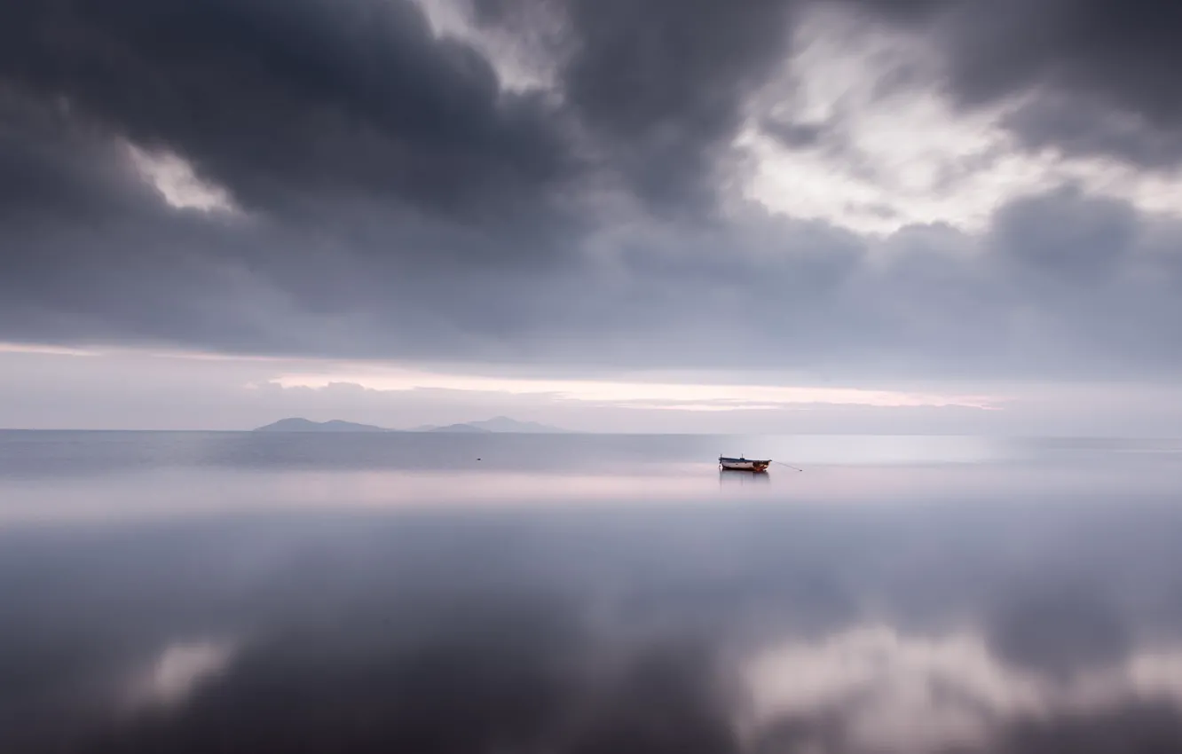 Photo wallpaper sea, the sky, boat