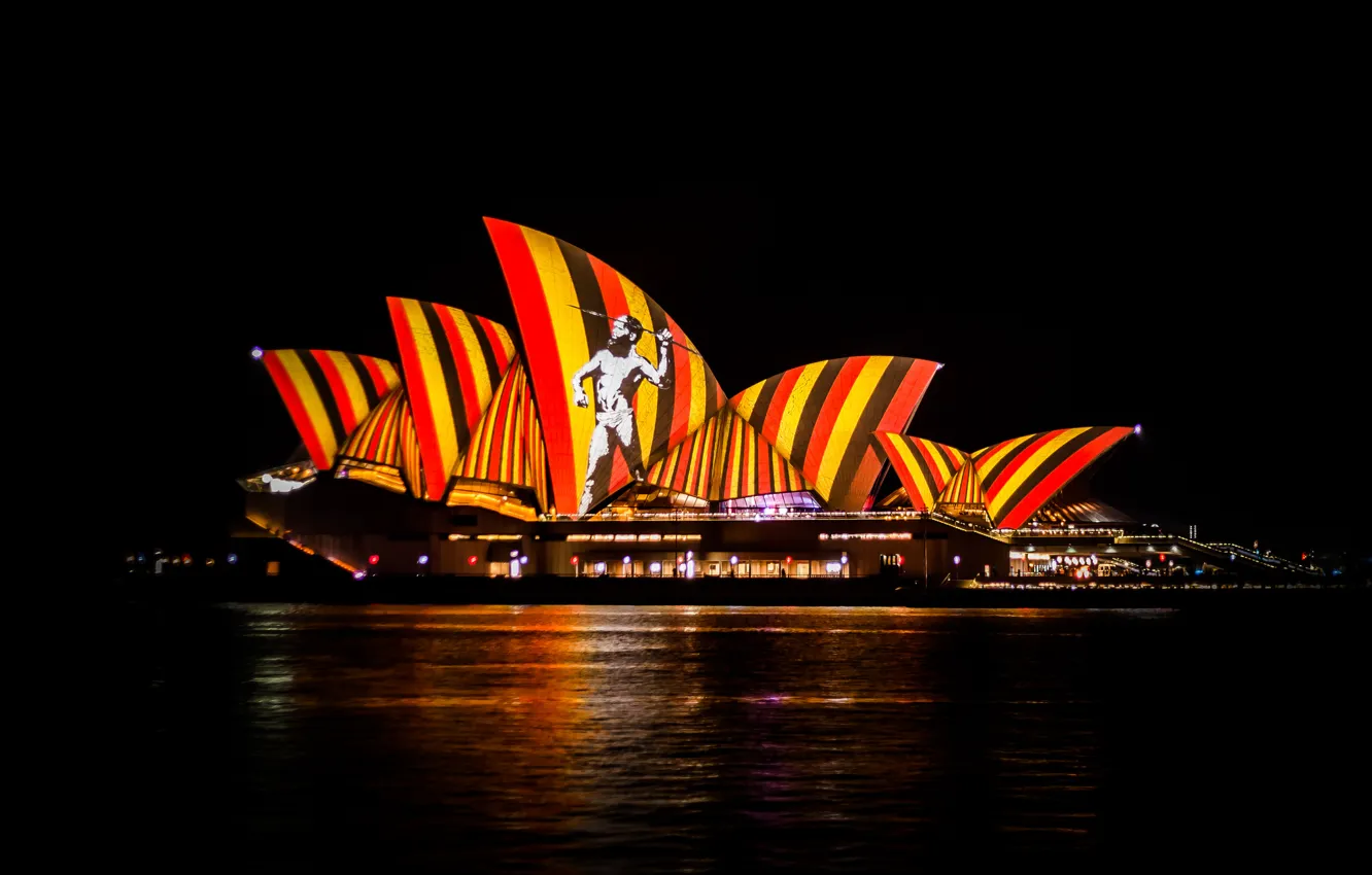Photo wallpaper night, lights, Australia, Sydney, Opera house