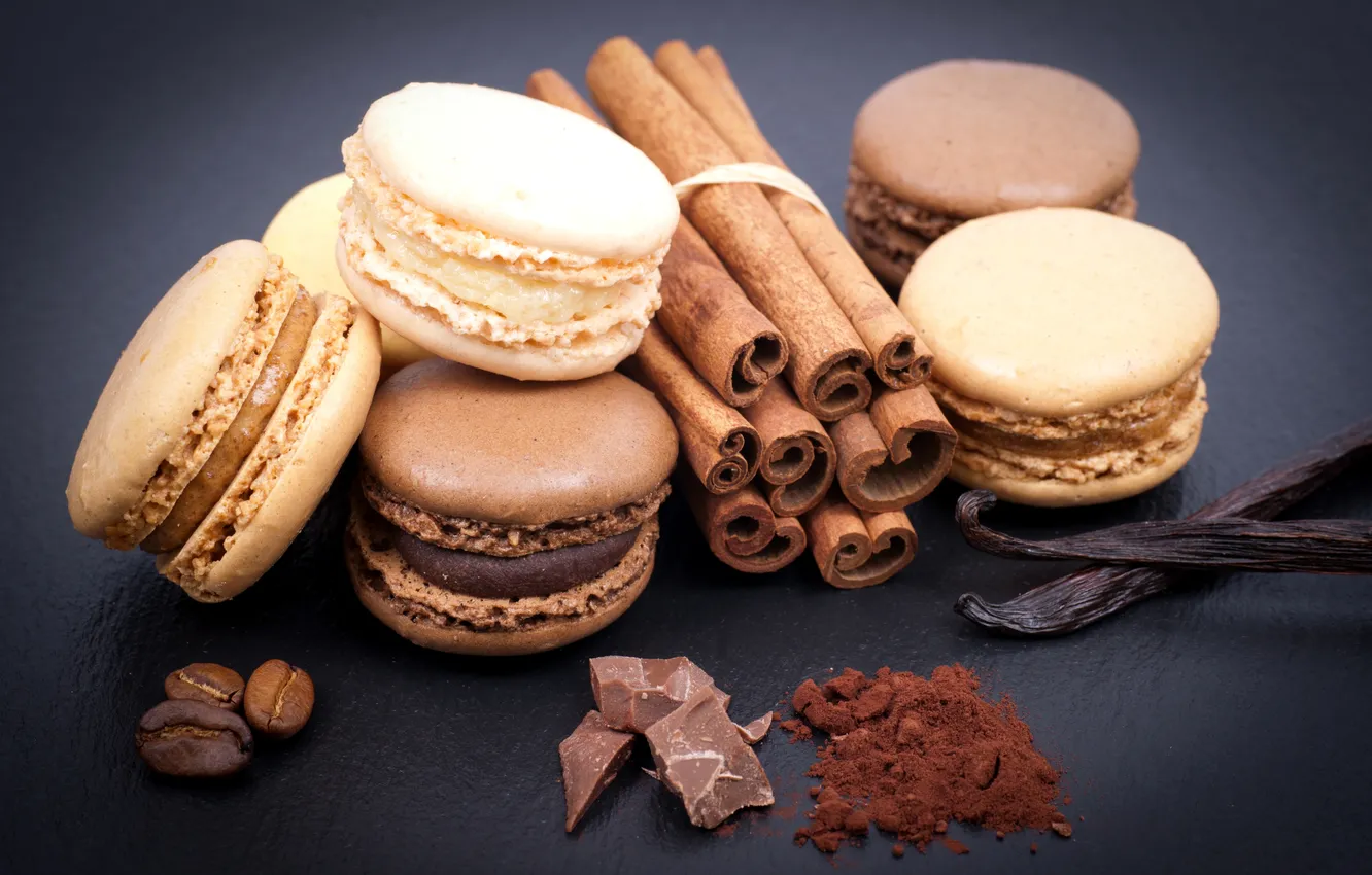 Photo wallpaper coffee, chocolate, grain, cookies, sweets, dessert, vanilla, cocoa