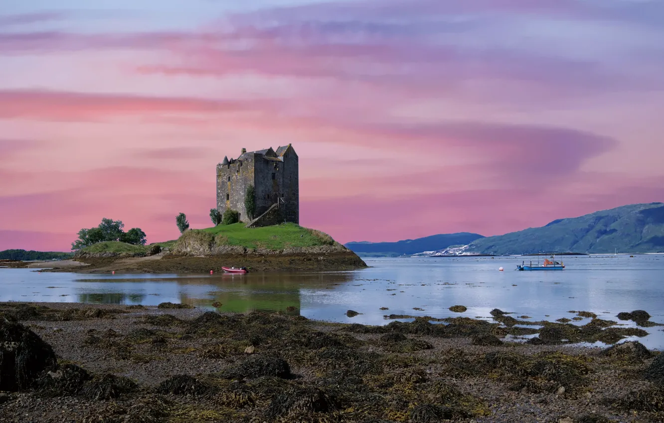 Photo wallpaper landscape, Scotland, Castle Stalker