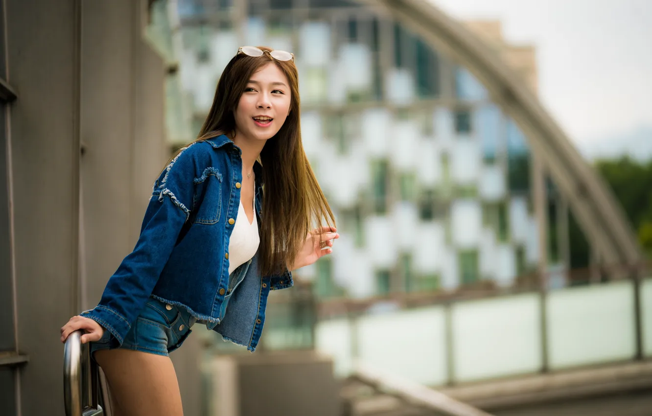 Photo wallpaper girl, Asian, cutie, bokeh