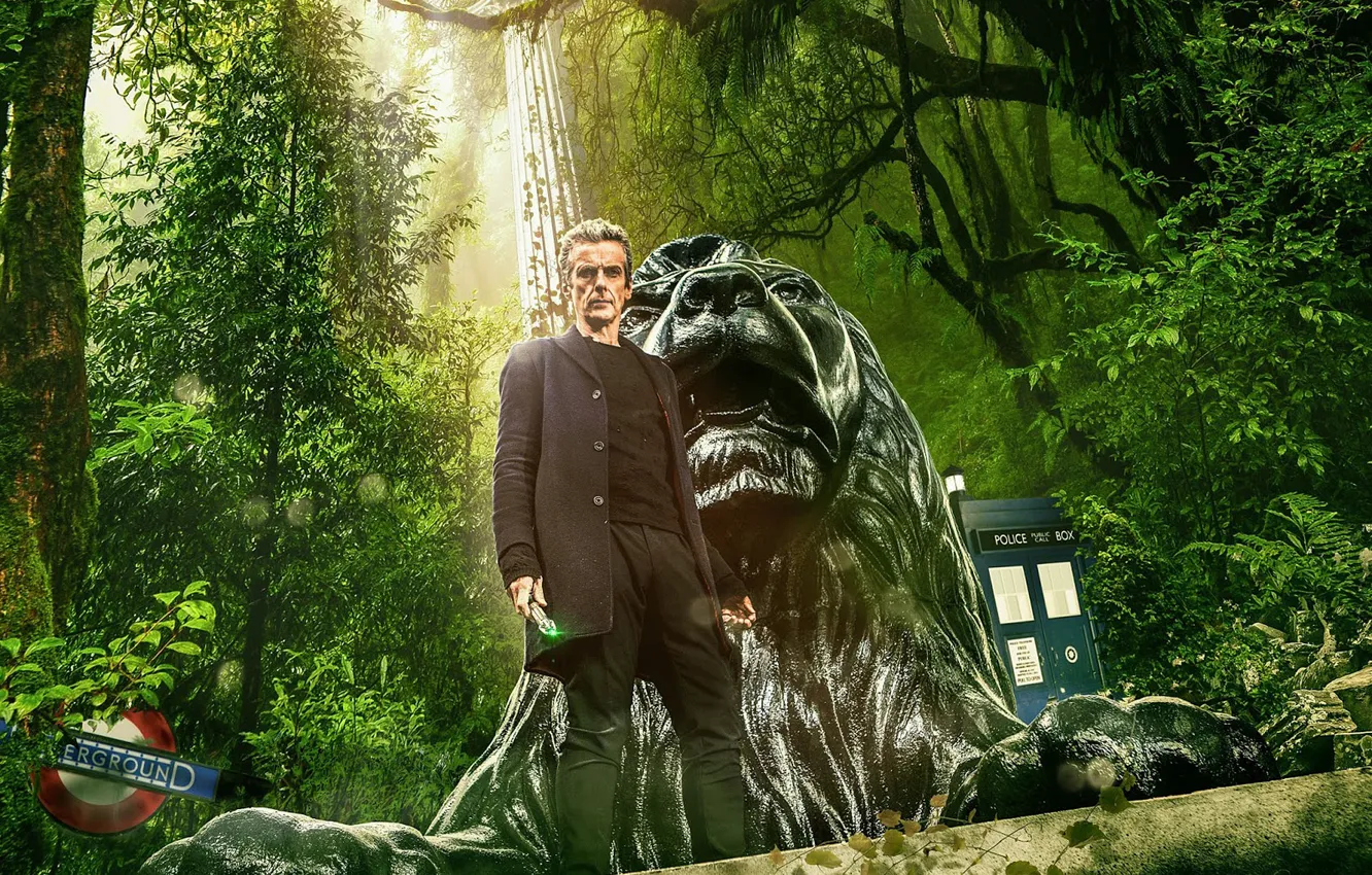 Photo wallpaper greens, forest, look, trees, actor, male, Doctor Who, Doctor Who