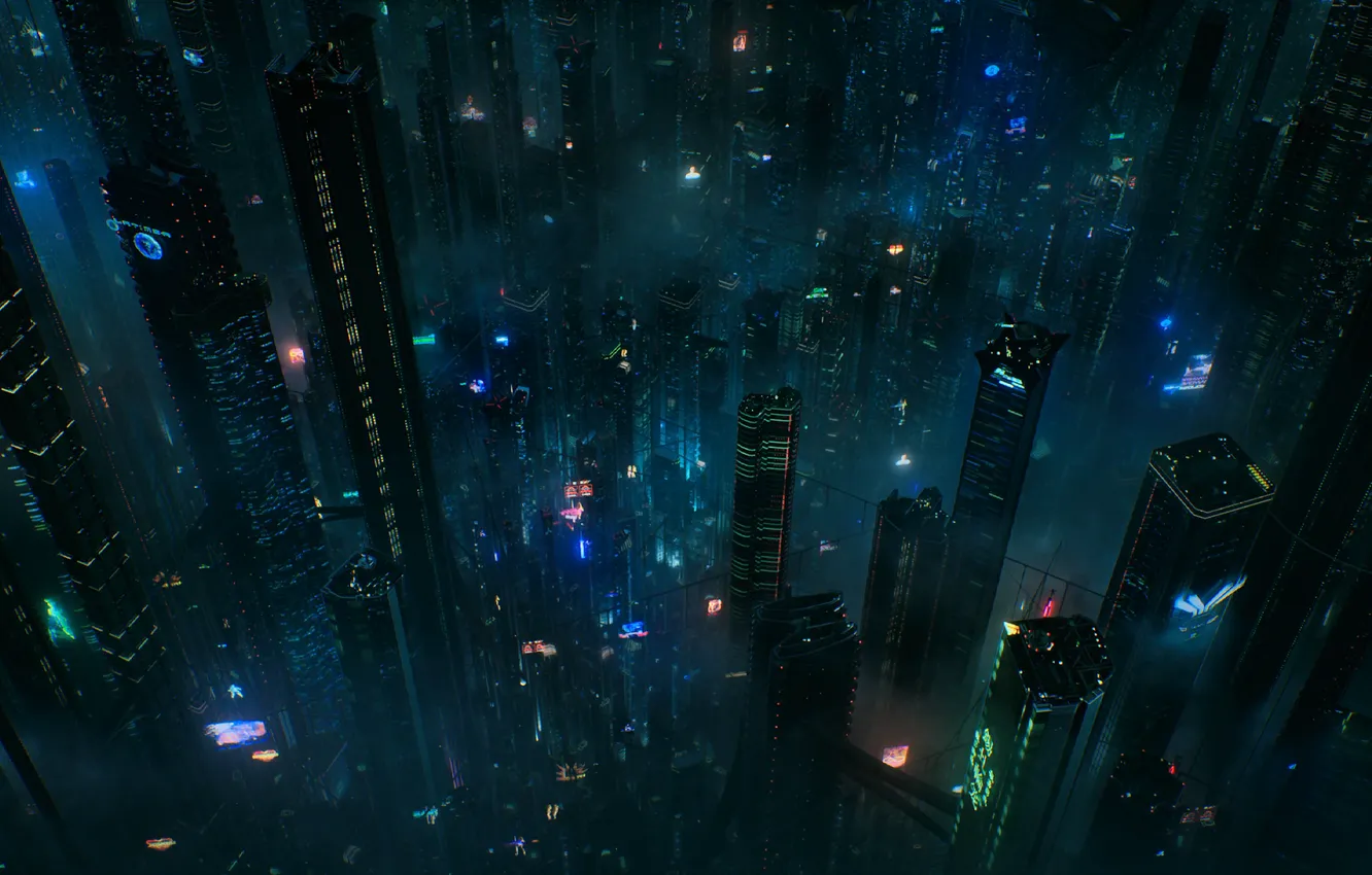 Photo wallpaper night, the city, lights