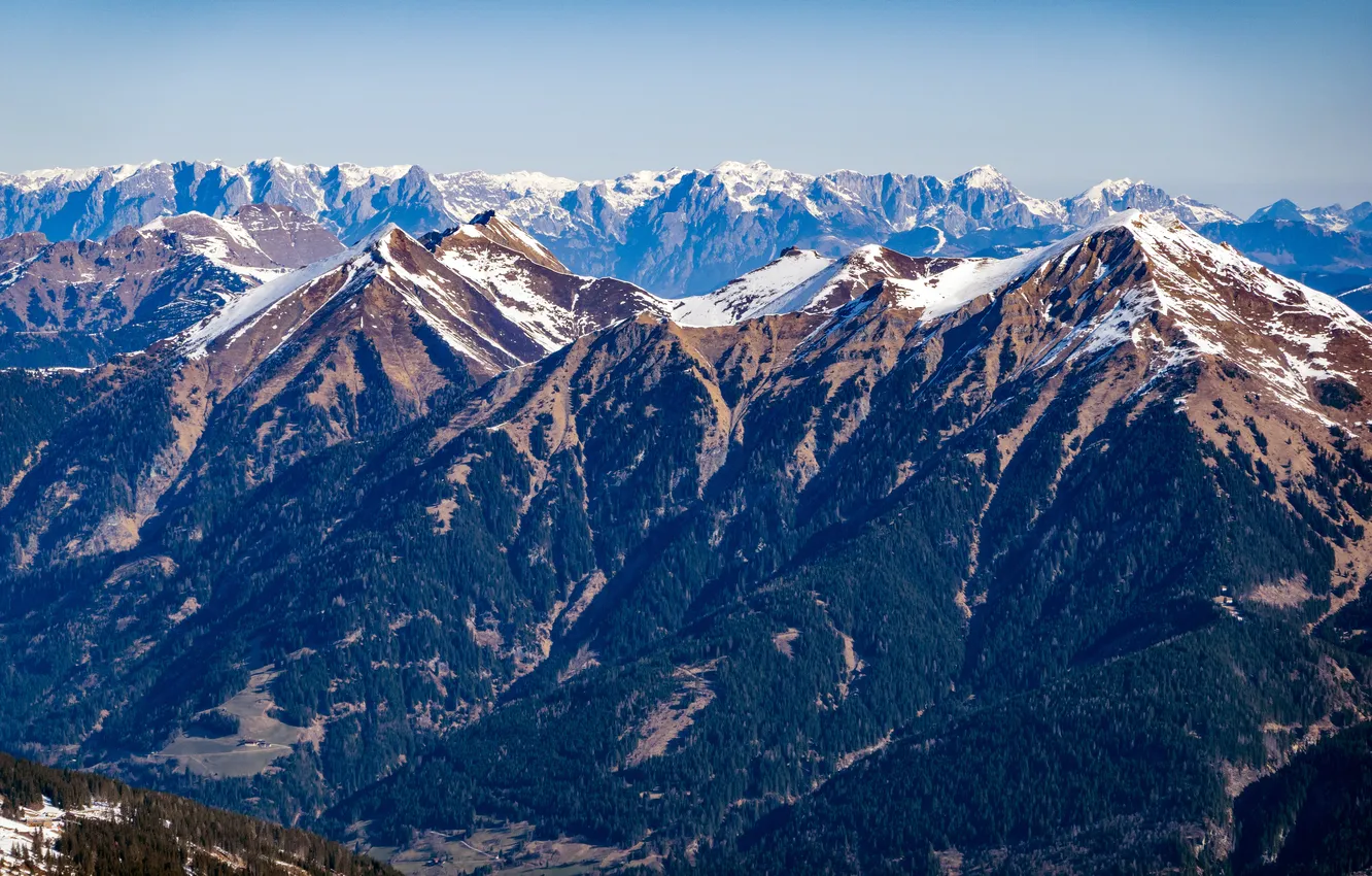 Photo wallpaper mountains, rocks, tops